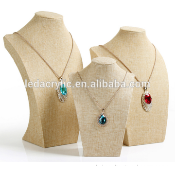 High Quality Resin and Linen Material Mannequin Jewelry Display Stand/Holder For Necklace
